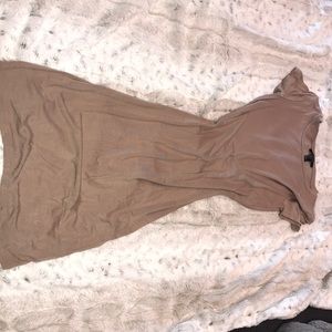 Tan midi dress with sexy slit in the back